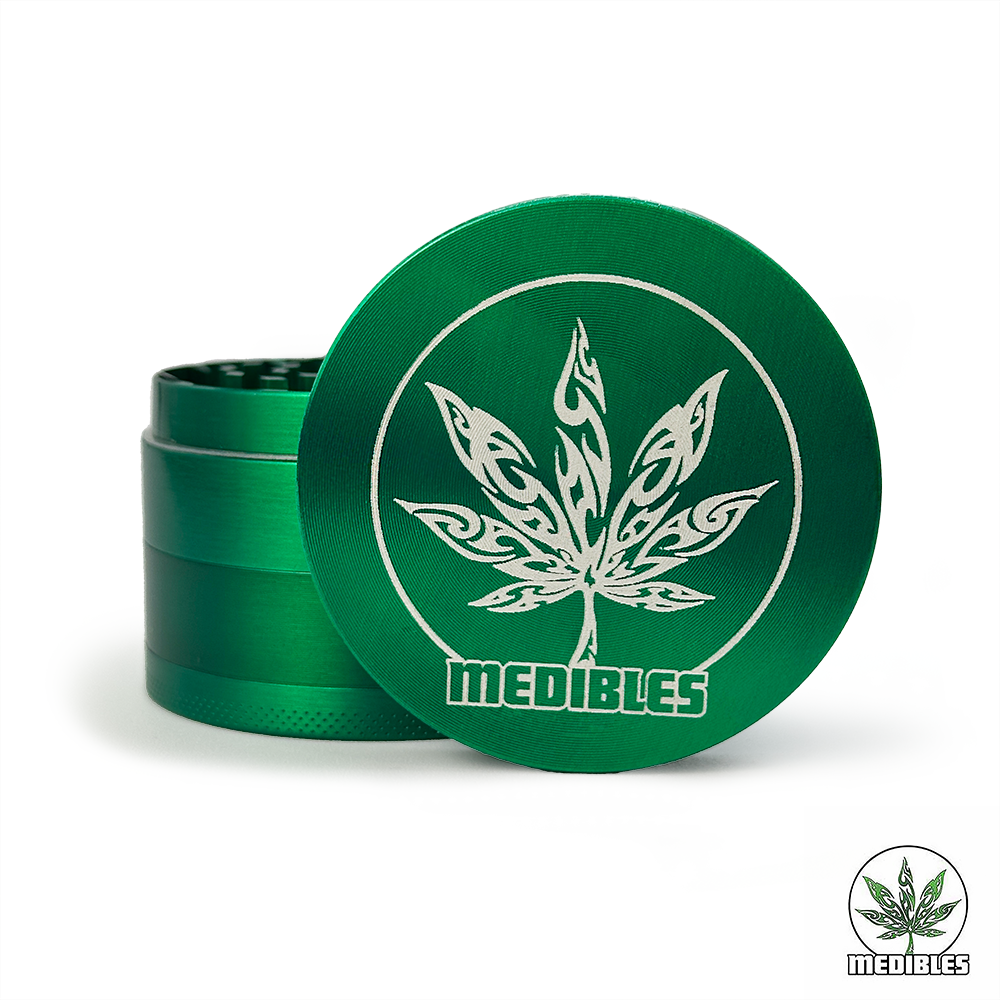 4-Layer Zinc Alloy Grinder with Medibles Logo - Green gallery